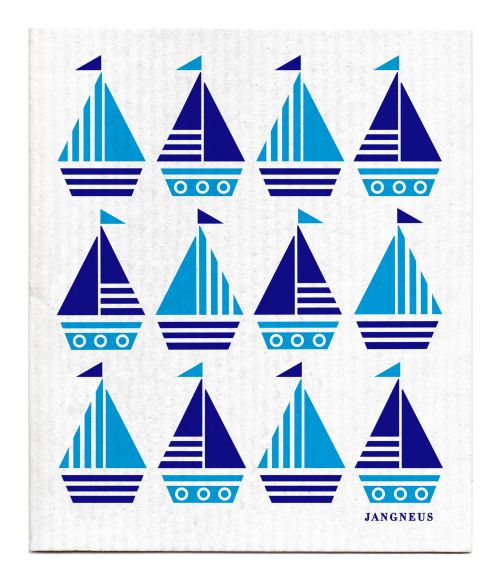 Blue Turquoise Boats Dishcloth