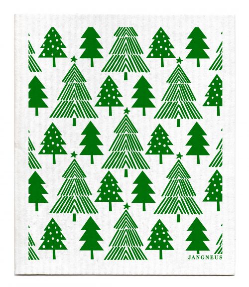 Green Christmas Forest Dishcloth